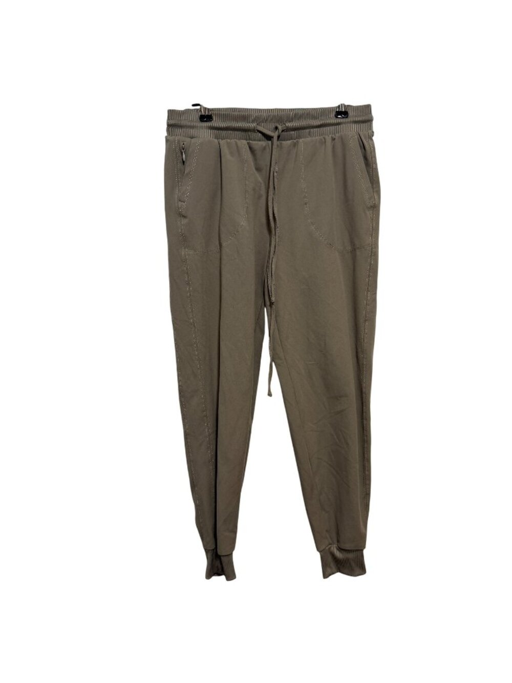 Rachel Zoe Womens Jogger Pants S Tan Ribbed Cuffs Drawstring Waist